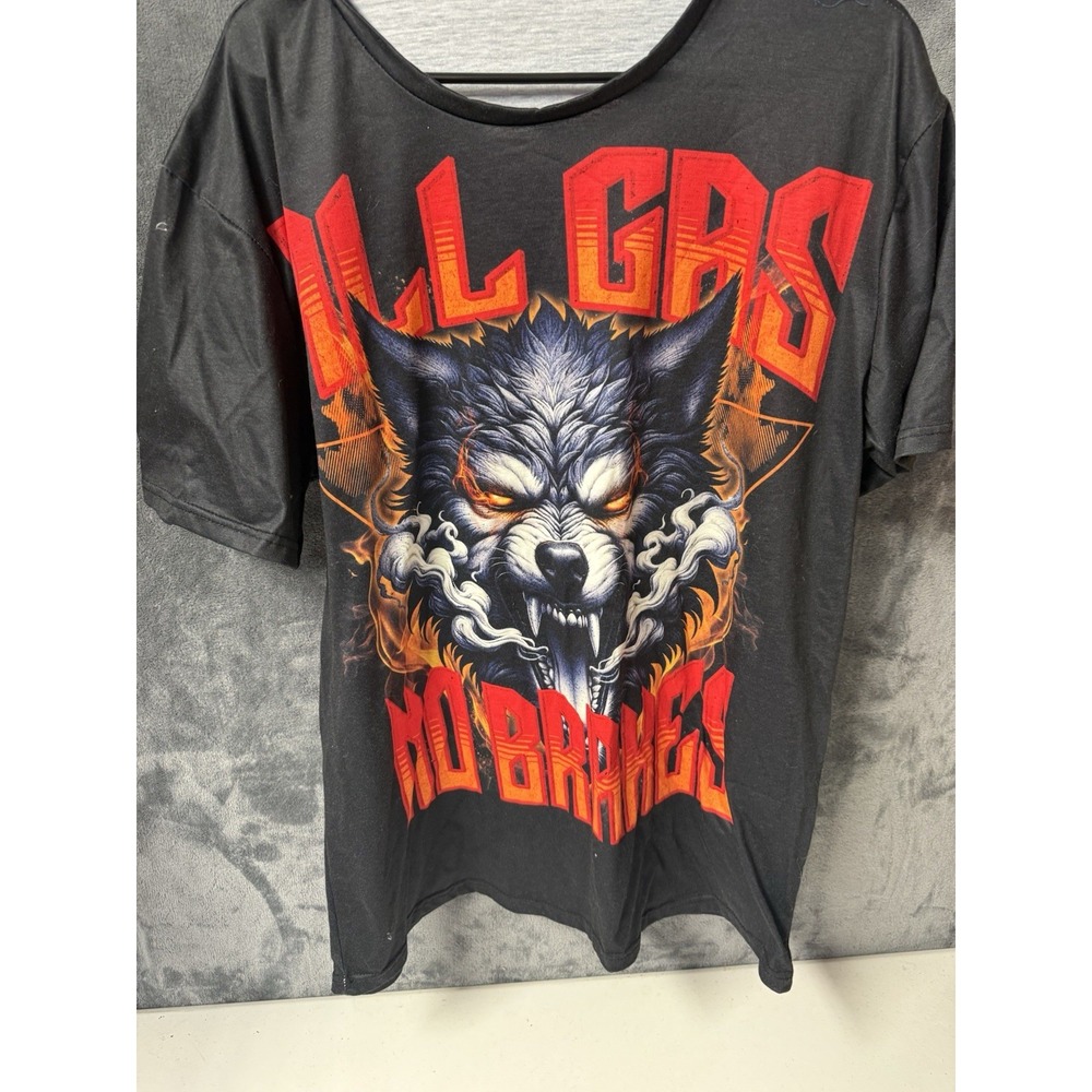 Jacob Fatu All Gas No Brakes Shirt Black Wolf Graphic Tee Men's 2XL